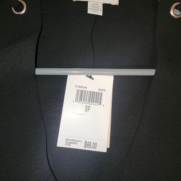 Carmen Marc Valvo Black Chiffon Blouse with lace-up detail NWT Black Sma… - Picture 5 of 8